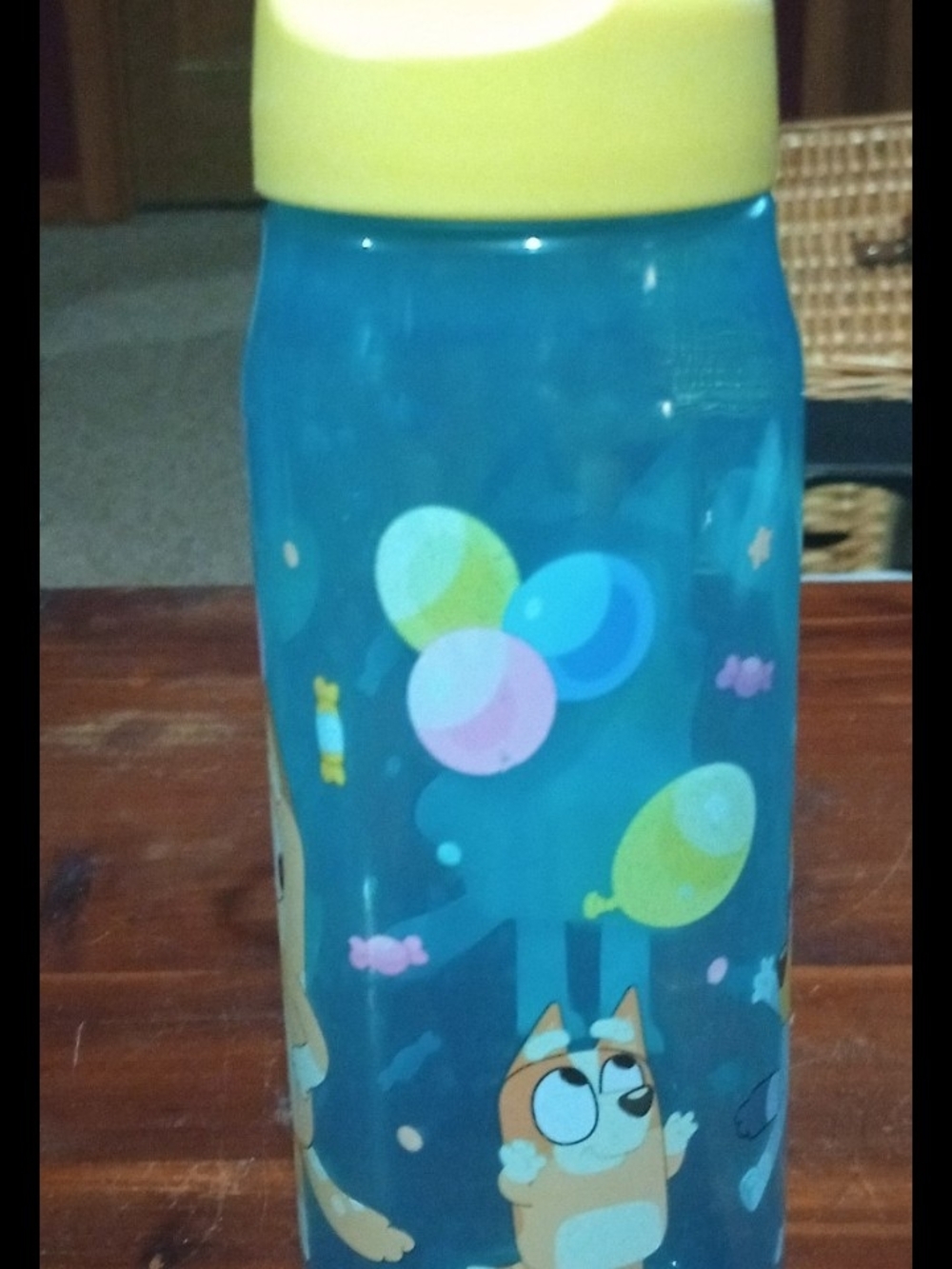 Bluey Cartoon-Print Water Bottle with Yellow Lid